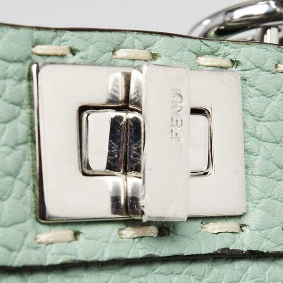 Fendi Menta Pebbled Leather/Snakeskin Nano Peekaboo Maxi Handle Bag - 7AS106 - Picture 8 of 12